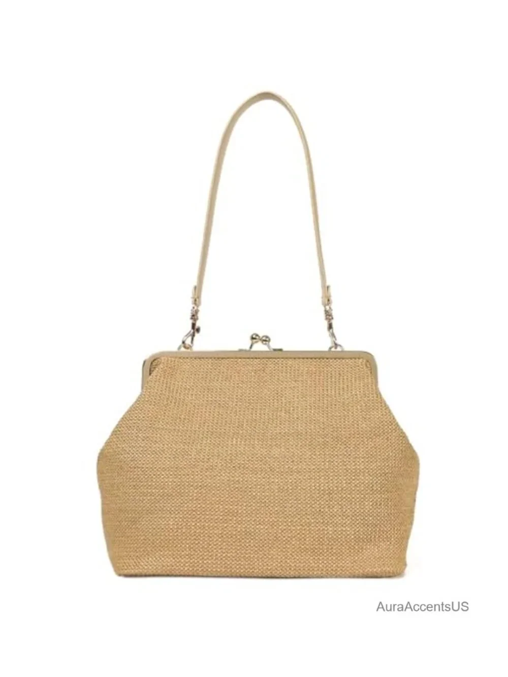 Kiss Lock Frame Handbag, PU Leather Shoulder Tote Hobo Clutch Purse for Women